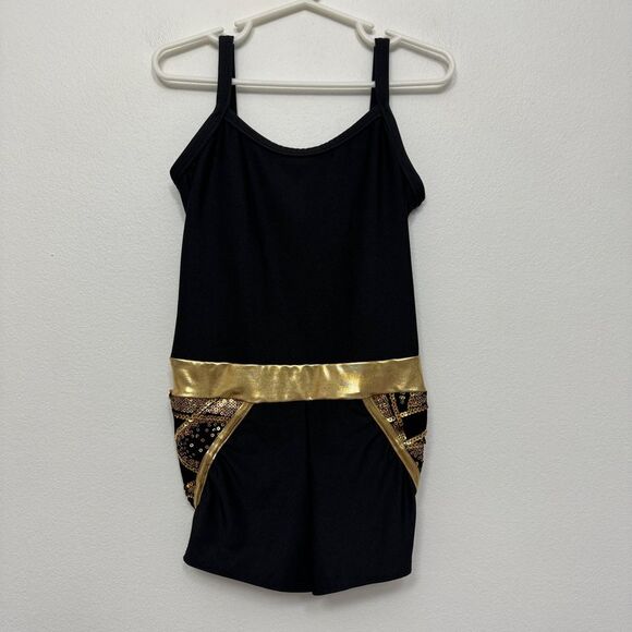 Foil Hip-Hop Gold and Black You’re An Allstar Dance Costume Size ISC (7/8) - Picture 3 of 10